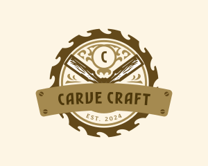 Chisel Carving Woodwork logo design