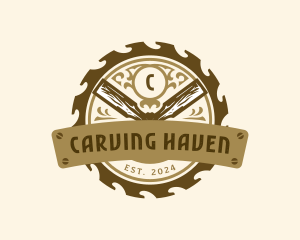 Chisel Carving Woodwork logo design