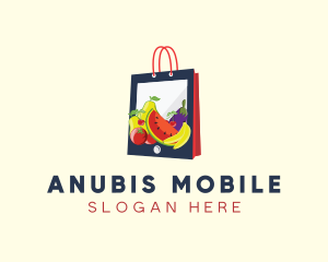 Mobile Fruit Shopping Bag logo design