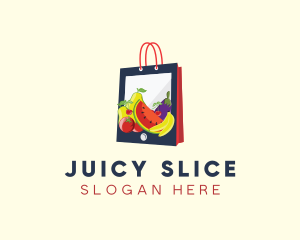 Mobile Fruit Shopping Bag logo design