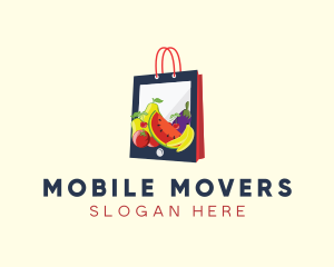 Mobile Fruit Shopping Bag logo design