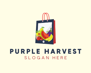 Mobile Fruit Shopping Bag logo design