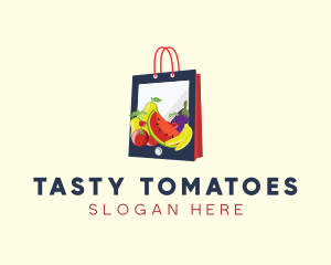 Mobile Fruit Shopping Bag logo design