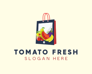 Mobile Fruit Shopping Bag logo design