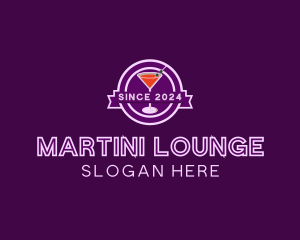 Neon Martini Cocktail Bar logo design