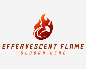 Chicken Flame Barbecue logo design