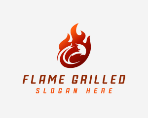 Chicken Flame Barbecue logo design