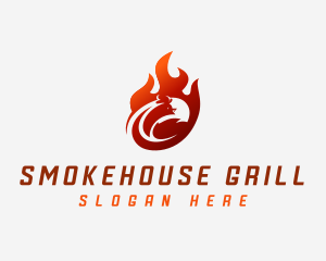 Chicken Flame Barbecue logo design