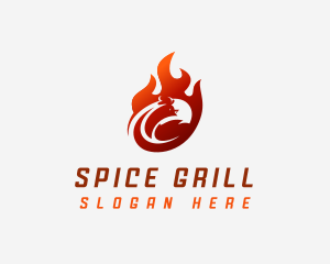 Chicken Flame Barbecue logo design