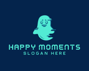 Happy Glitch Ghost logo design