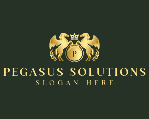 Pegasus Horse Shield logo design