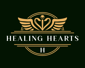 Caduceus Wings Heart logo design