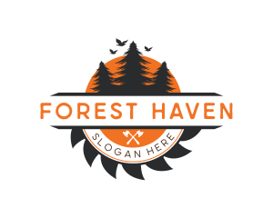 Forest Woodcutter Lumberjack logo design