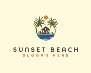 Beach House Sunset logo design