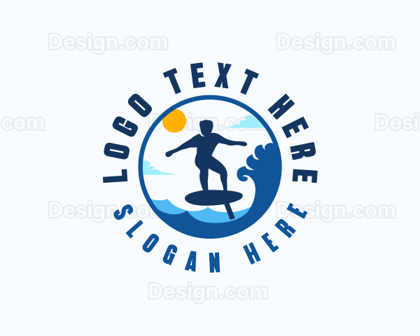 Foil Surfing Beach Logo