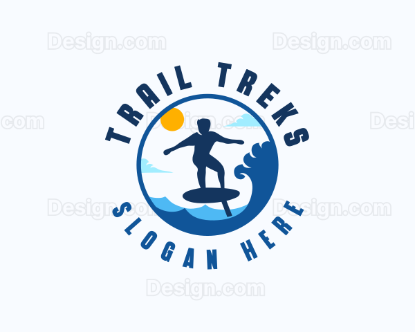 Foil Surfing Beach Logo