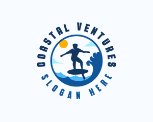 Foil Surfing Beach logo design