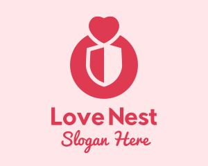 Heart Love Shield  logo design