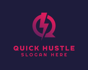 Gradient Bolt Letter Q logo design