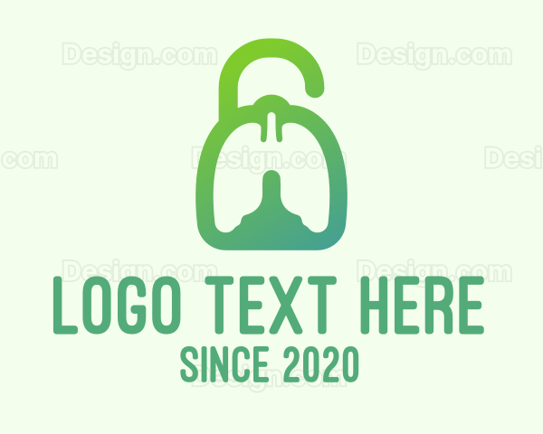 Green Respiratory Lung Unlock Logo