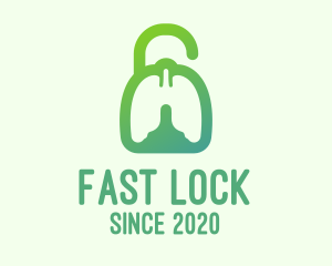 Green Respiratory Lung Unlock logo design