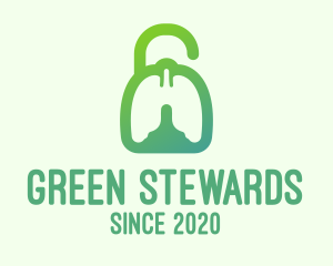 Green Respiratory Lung Unlock logo design