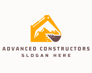 Mining Mountain Excavator logo design