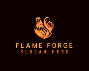 Hot Flaming Rooster logo design