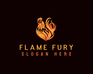 Hot Flaming Rooster logo design