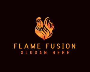 Hot Flaming Rooster logo design