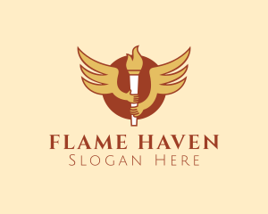 Torch Flame Wings logo design