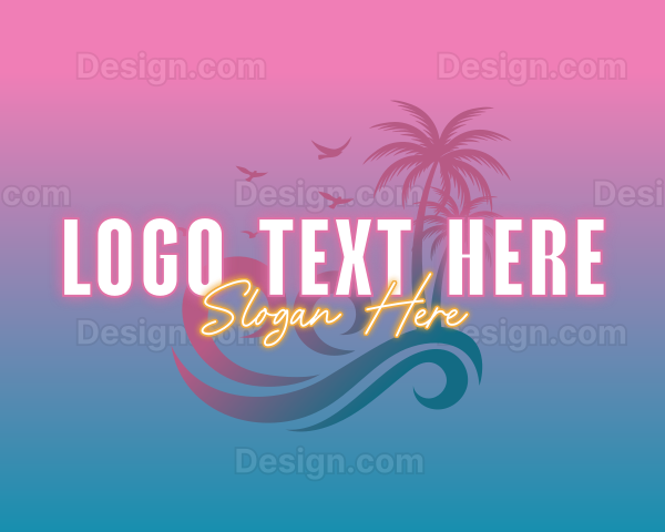 Tropical Beach Wave Vacation Logo