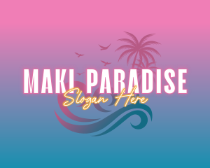 Tropical Beach Wave Vacation logo design