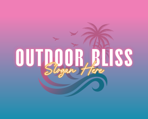 Tropical Beach Wave Vacation logo design