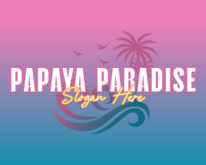 Tropical Beach Wave Vacation logo design