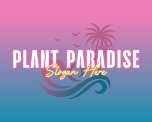 Tropical Beach Wave Vacation logo design