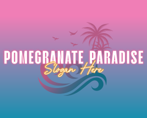 Tropical Beach Wave Vacation logo design