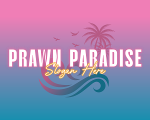 Tropical Beach Wave Vacation logo design