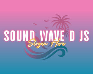 Tropical Beach Wave Vacation logo design