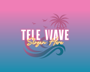 Tropical Beach Wave Vacation logo design