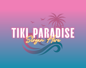 Tropical Beach Wave Vacation logo design