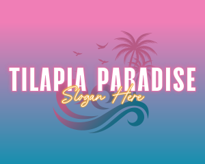 Tropical Beach Wave Vacation logo design