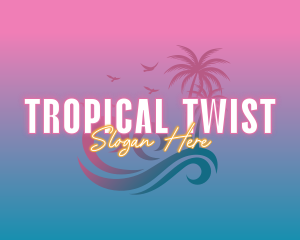 Tropical Beach Wave Vacation logo design