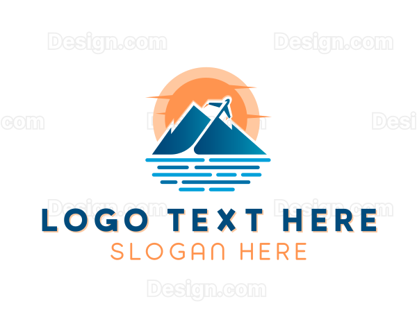 Mountain Airplane Travel Logo