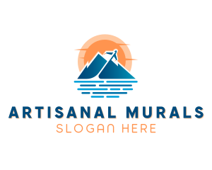 Mountain Airplane Travel  logo design