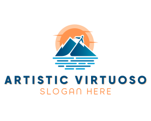 Mountain Airplane Travel  logo design