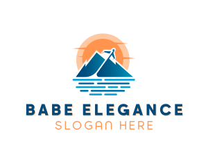 Mountain Airplane Travel  logo design