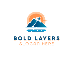 Mountain Airplane Travel  logo design