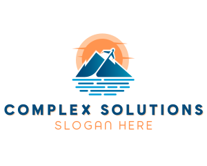 Mountain Airplane Travel  logo design