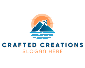 Mountain Airplane Travel  logo design